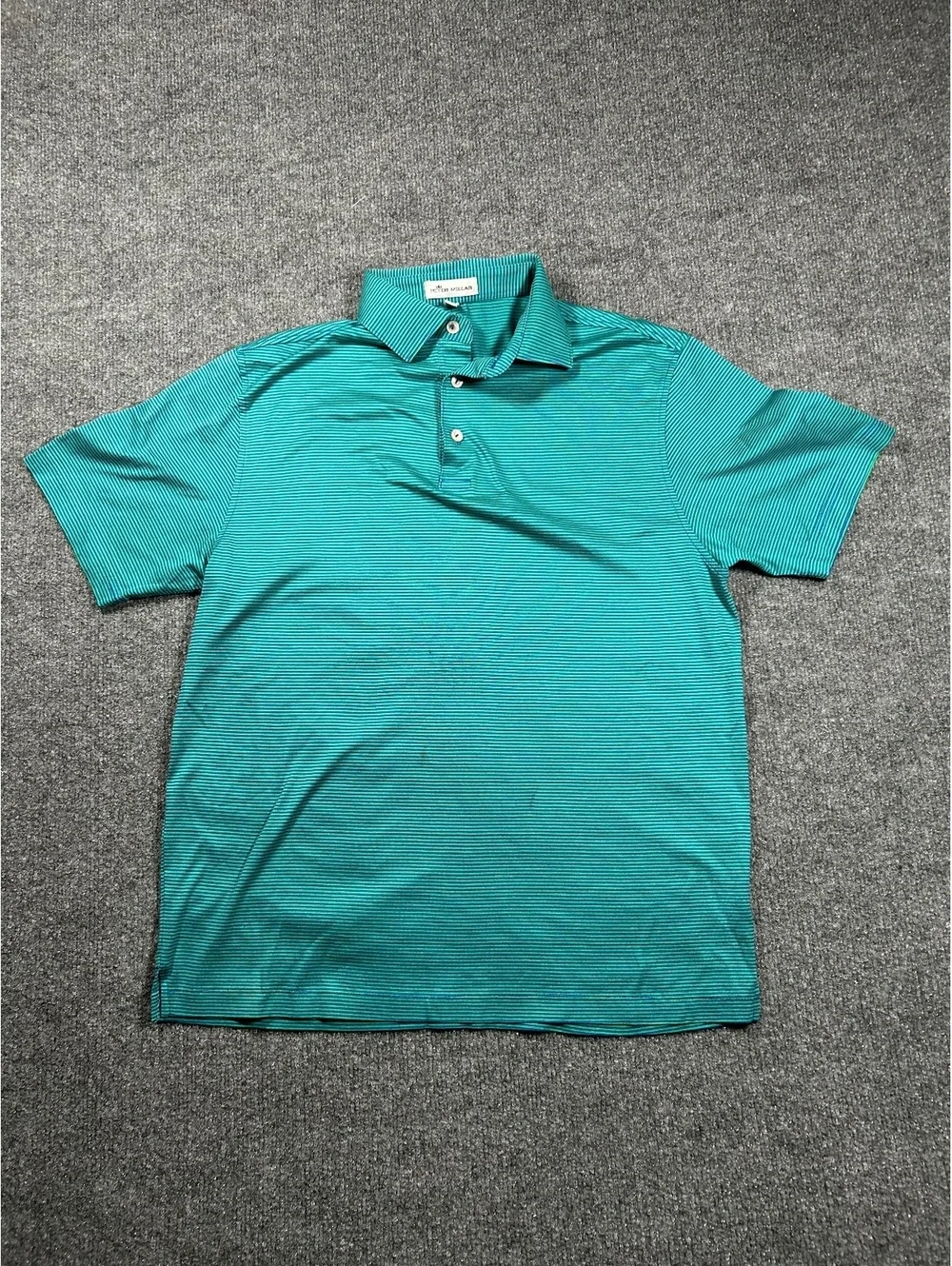 Peter Millar Striped Polo Shirt in Teal and Blue Size S